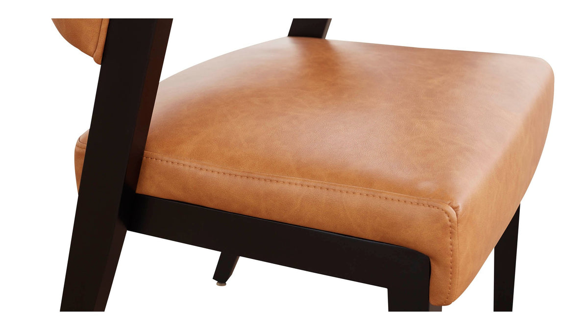 Asher Upholstered Faux Leather Dining Chair with Black Wooden Frame