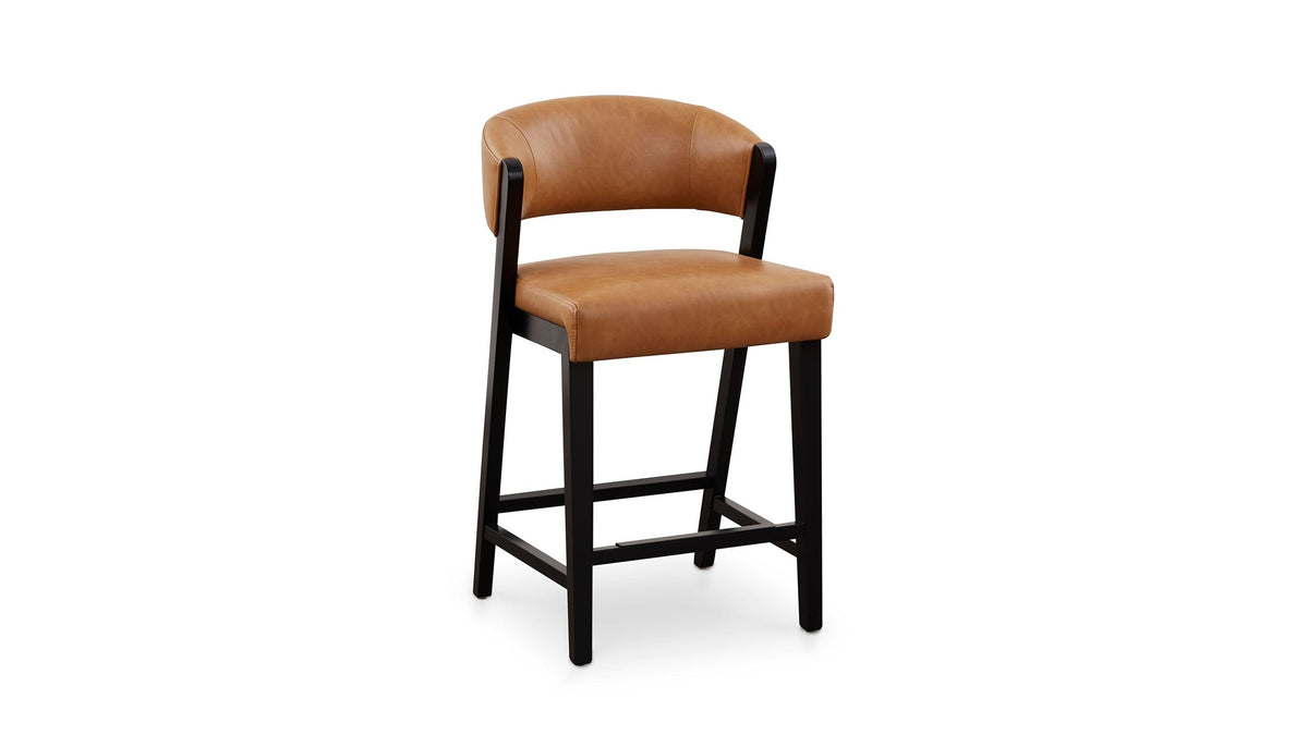 Asher Upholstered Faux Leather Counter Stool with Black Wooden Frame