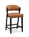 Asher Upholstered Faux Leather Counter Stool with Black Wooden Frame