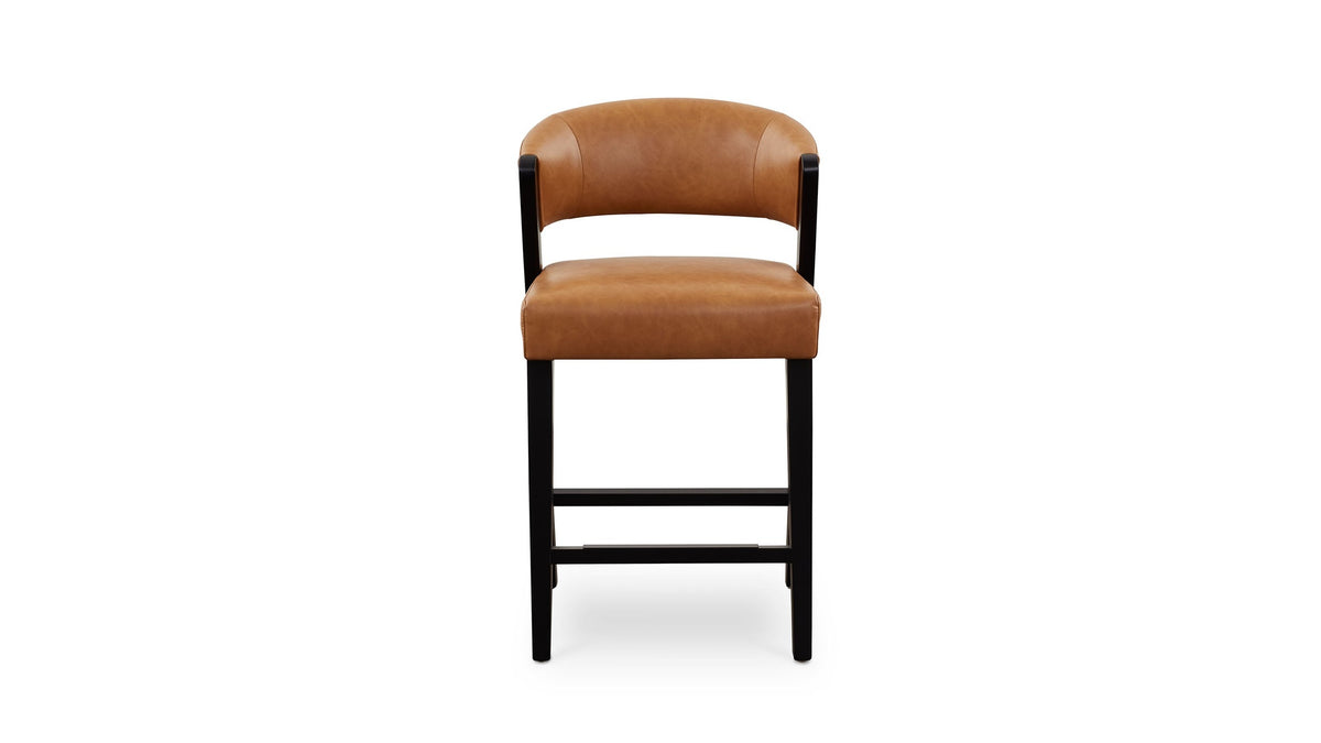 Asher Upholstered Faux Leather Counter Stool with Black Wooden Frame