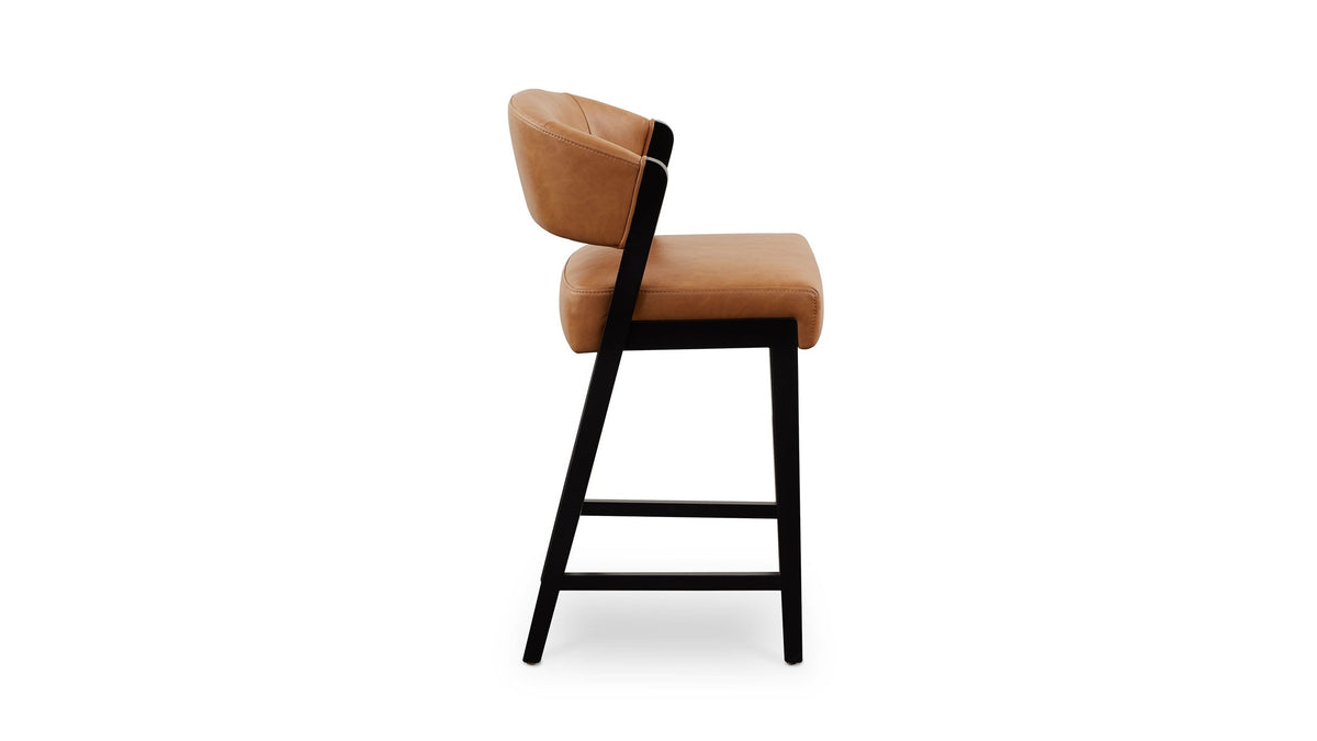 Asher Upholstered Faux Leather Counter Stool with Black Wooden Frame