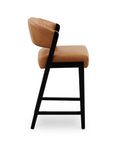 Asher Upholstered Faux Leather Counter Stool with Black Wooden Frame