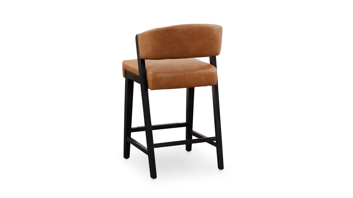 Asher Upholstered Faux Leather Counter Stool with Black Wooden Frame