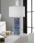 Montauk - Striped Table Lamp - Blue