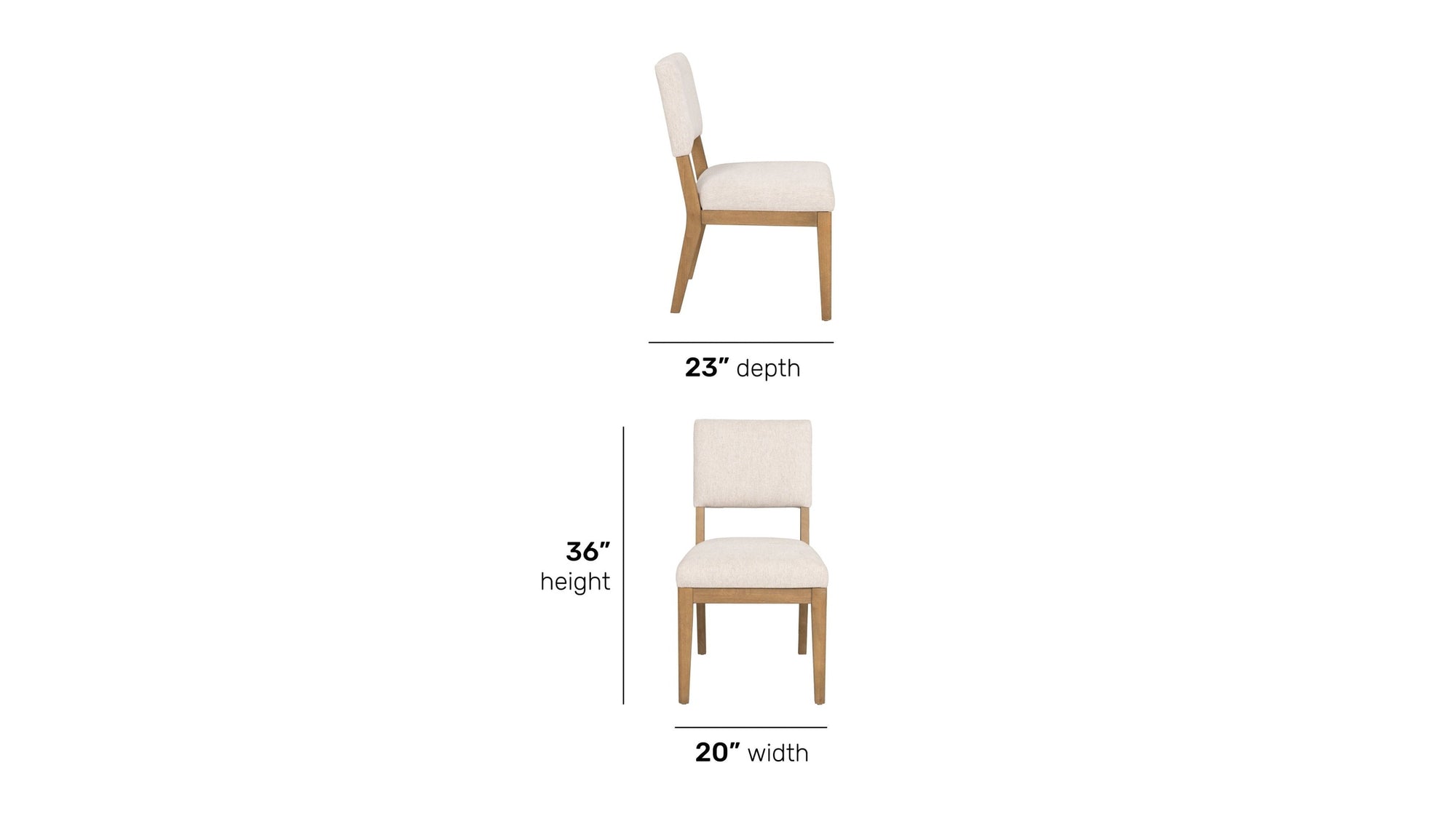 Millwork - Dining Chair Set of 2 - White / Light Brown