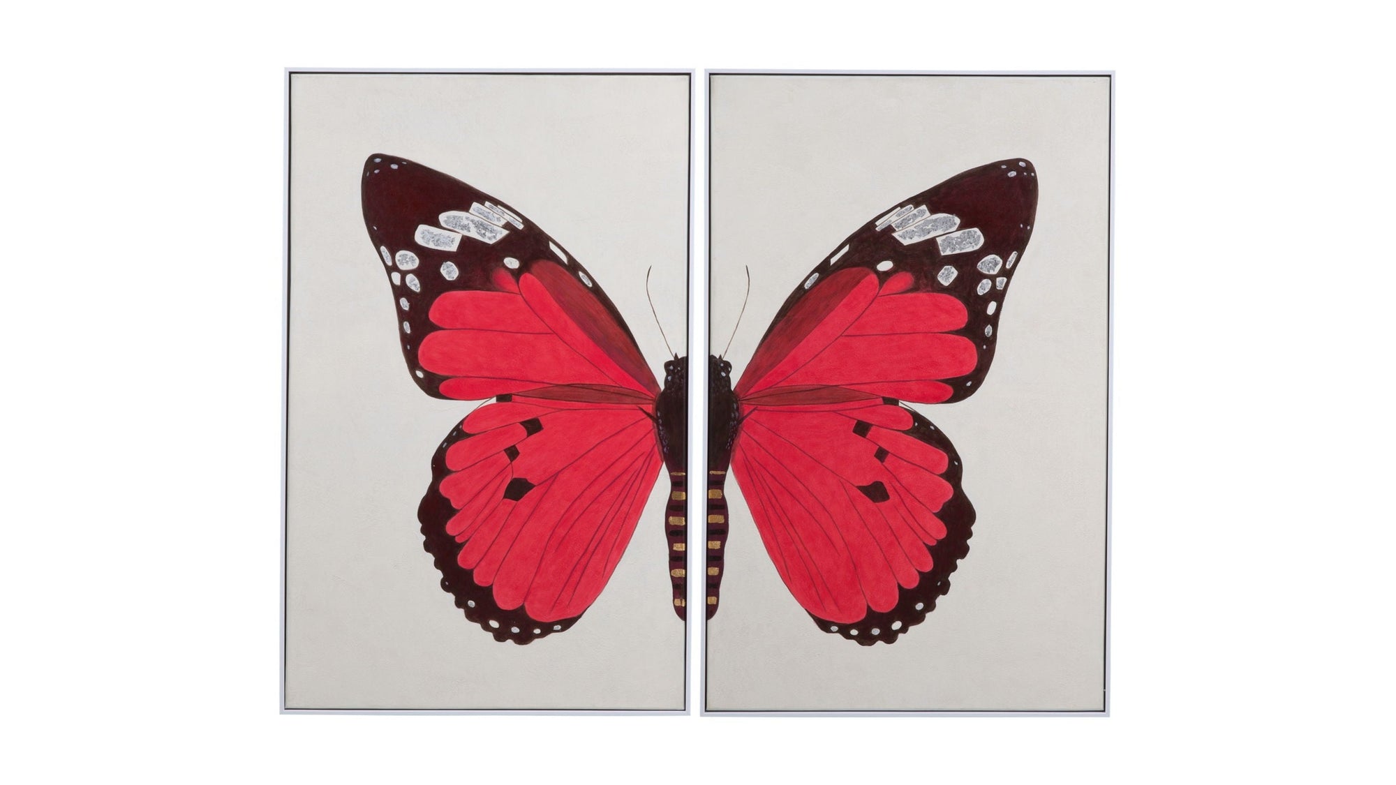 Butterfly Canvas Art Set of 2 - White