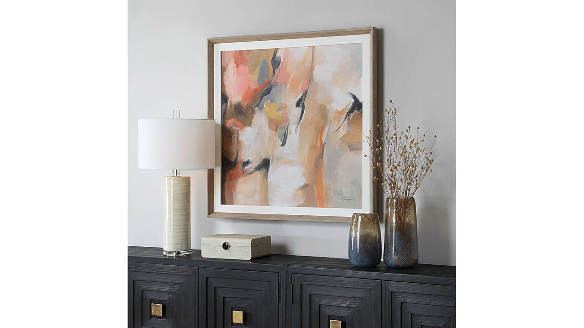 Uphill - Framed Abstract Print - Light Brown