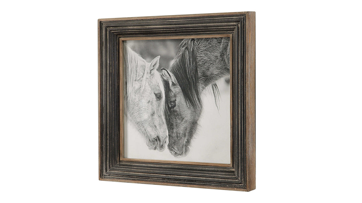 Custom Black And White Horses - Print - Dark Brown