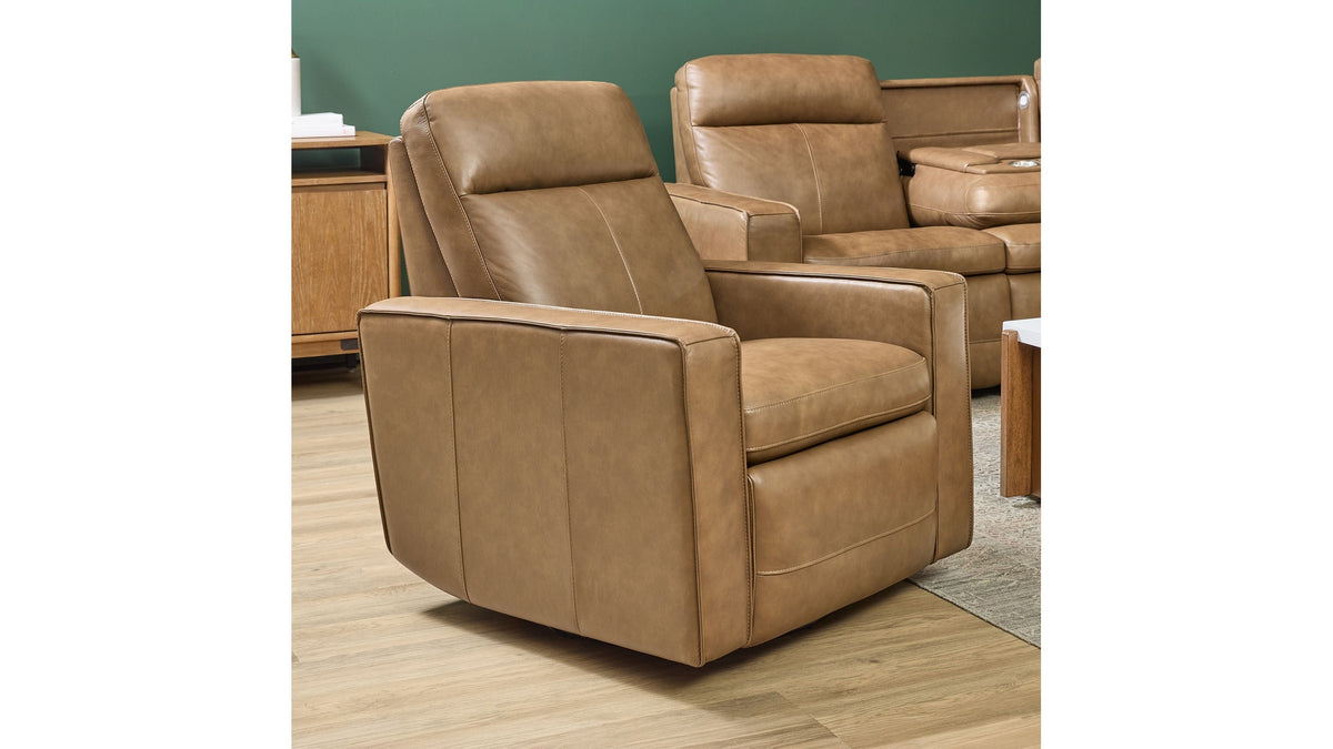 Dutch - Power Swivel Gliding Recliner With Power Headrest, Lumbar, Heat &amp; Massage