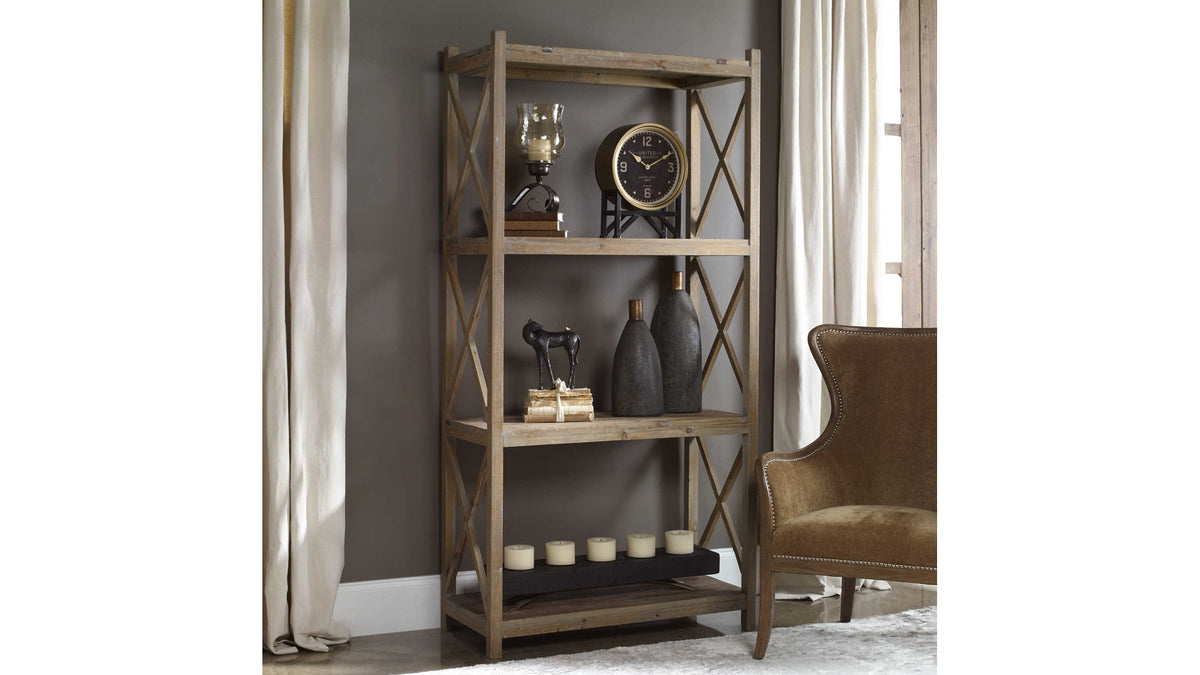 Stratford - Reclaimed Wood Etagere - Light Brown