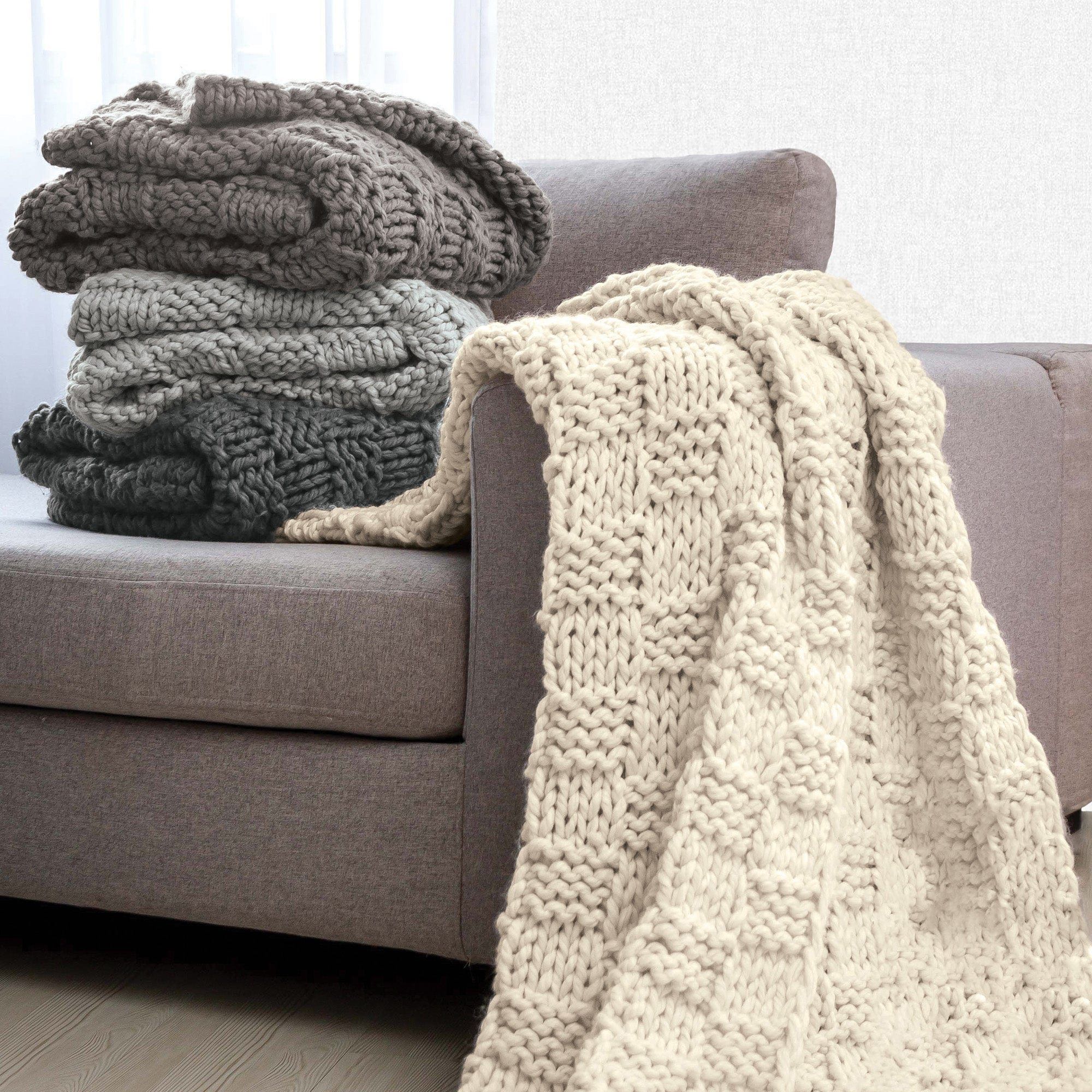 Chess Knit - Throw - Slate