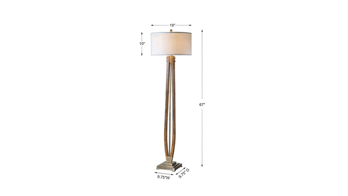 Boydton - Burnished Wood Floor Lamp - Gold