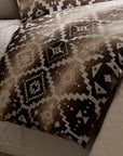 Chalet - Queen Aztec Duvet Cover - White / Brown