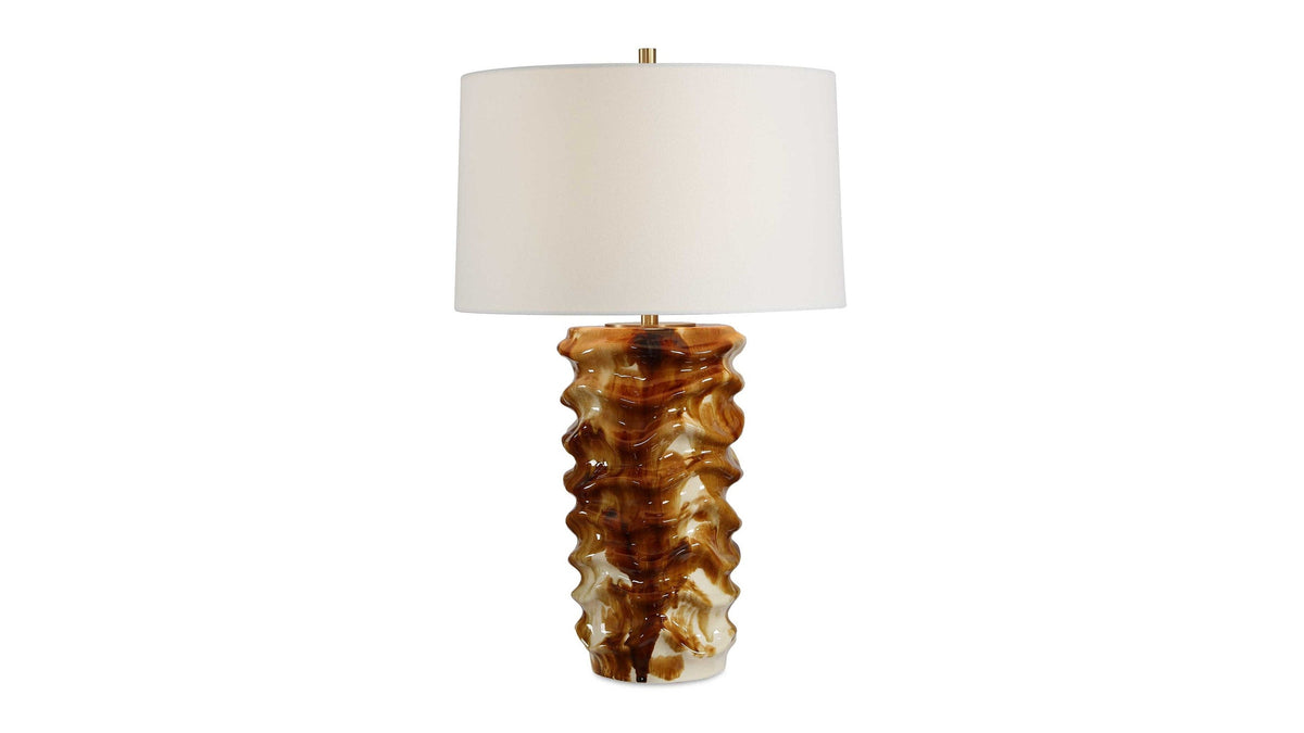 Bassa - Glazed Table Lamp - Brown / Cream