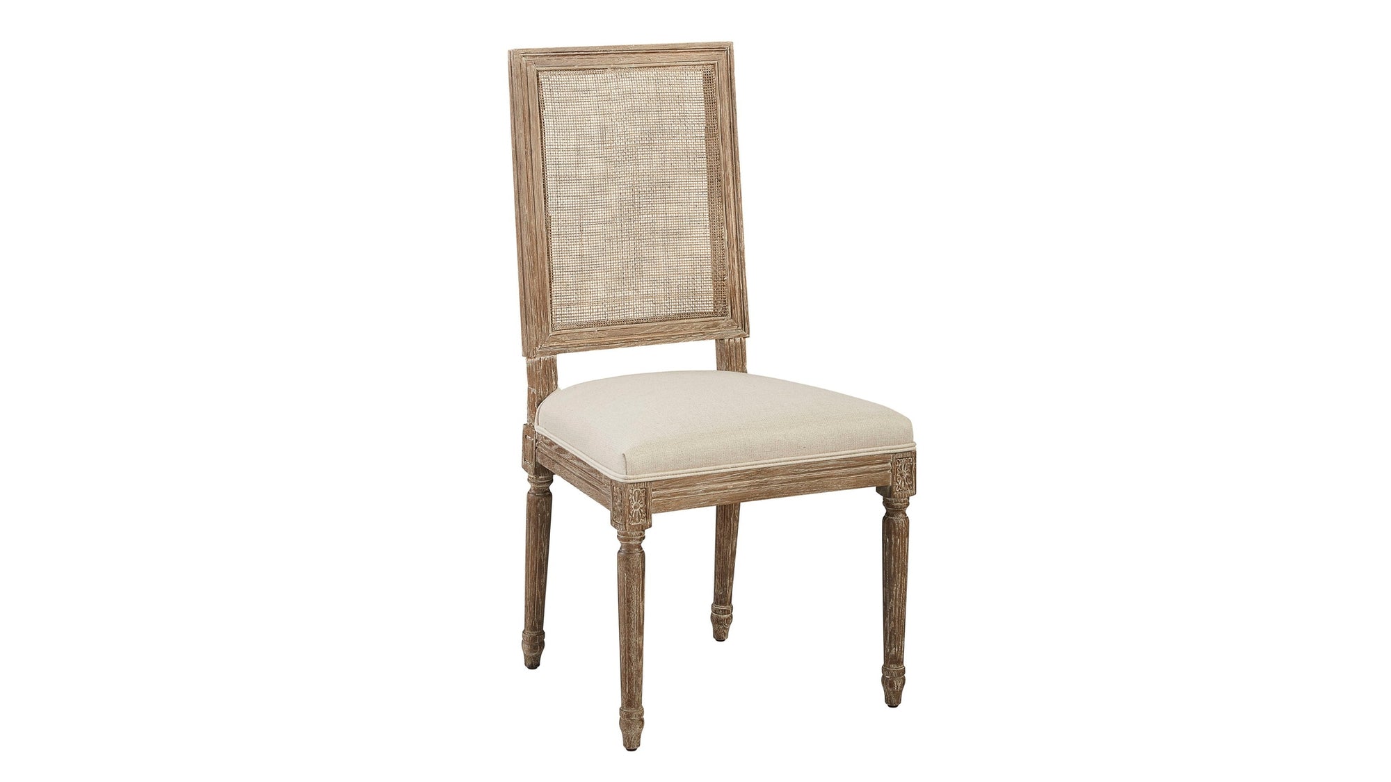Caned Back Side Chair Set of 2 - Linen & Oak