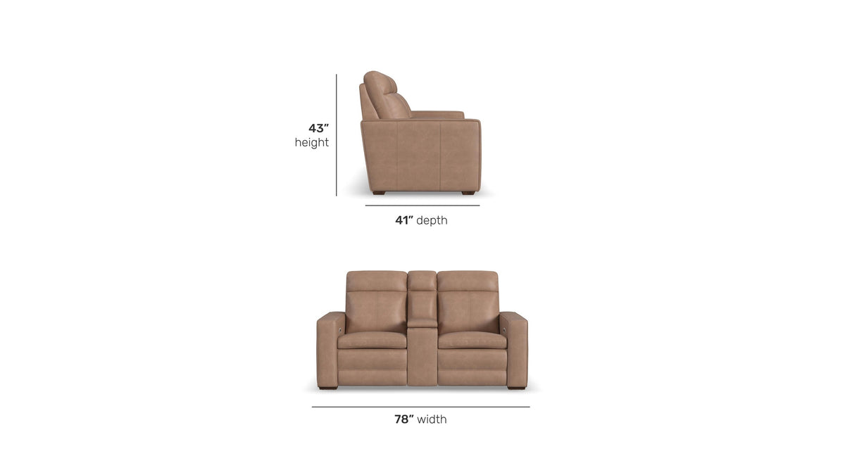 Dutch - Power Reclining Loveseat With Console, Power Headrest &amp; Lumbar