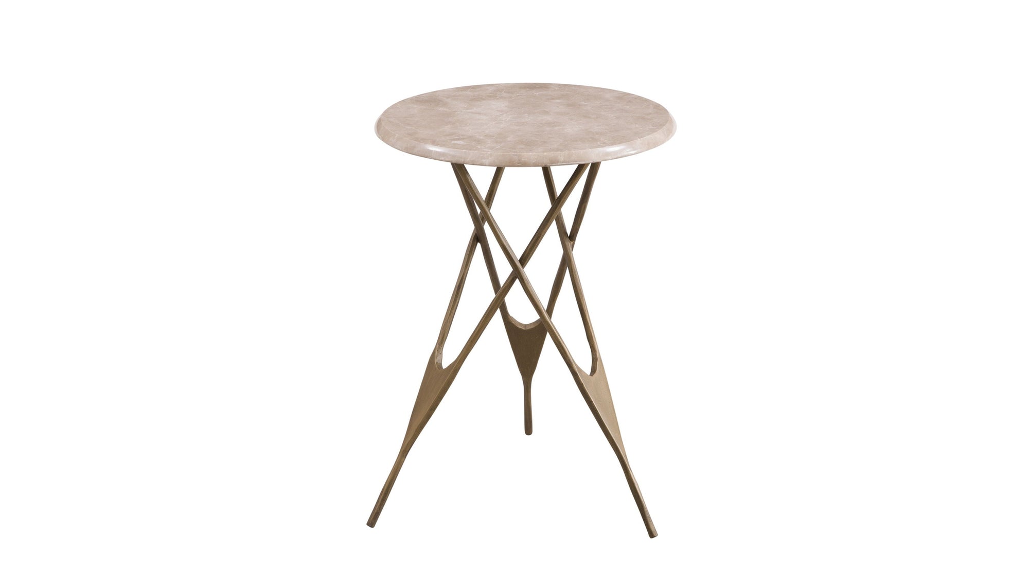 Leila - Accent Table - Antique Brass / Italian Marble