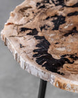 Mircea - Petrified Wood Accent Table - Black & Light Brown