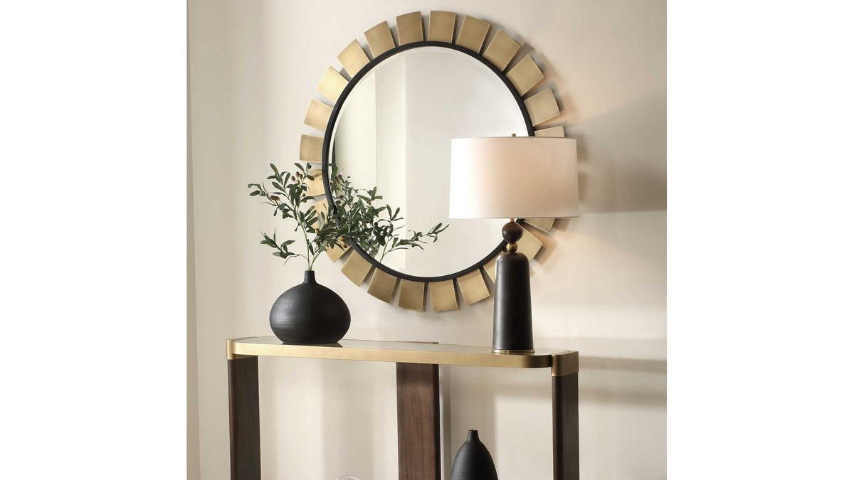 Toluca - Round Mirror - Brass