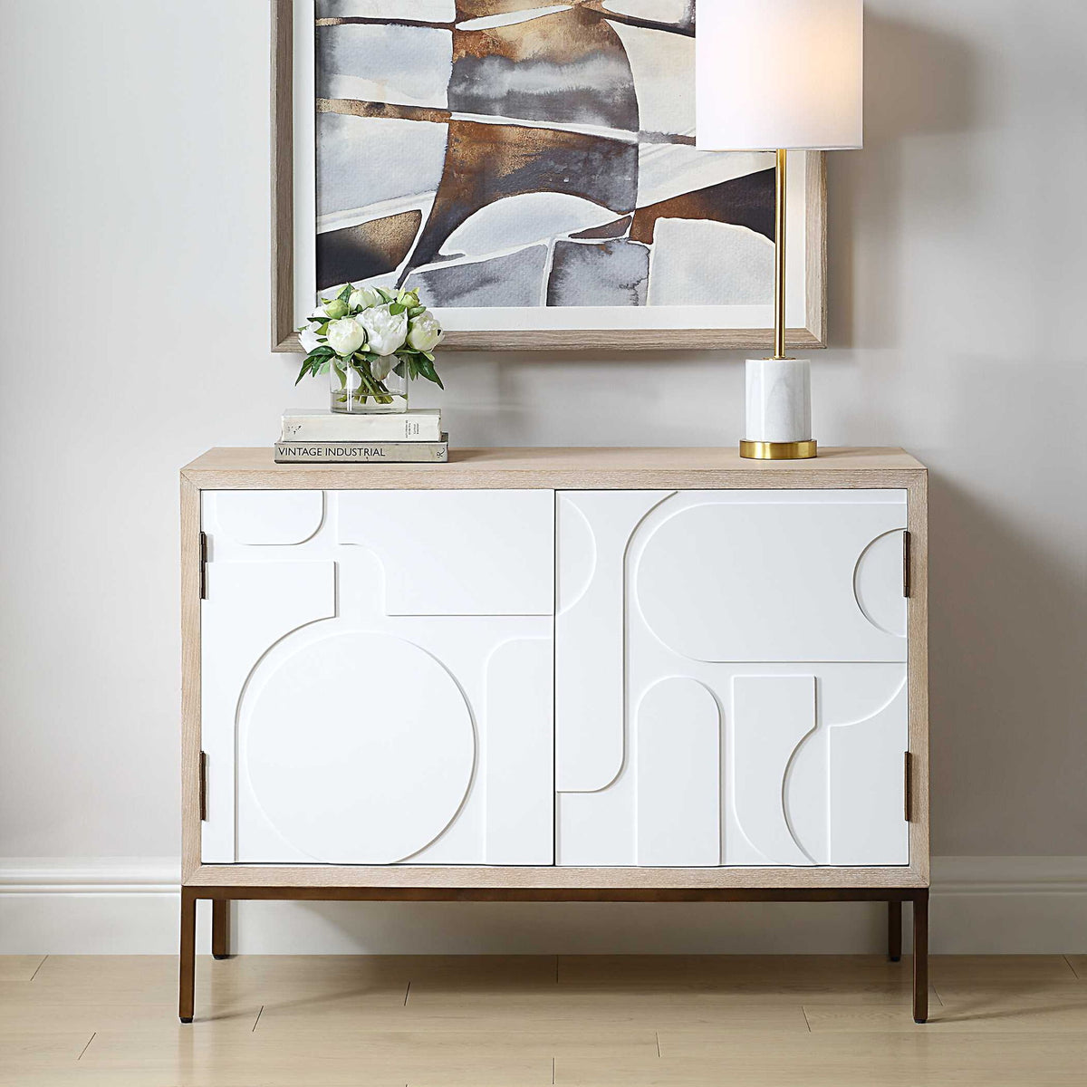 Weimar - 2 Door Cabinet - White / Woodtone