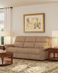 Bernard - Power Reclining Sofa With Console, Power Headrests & Lumbar, Nailhead Trim