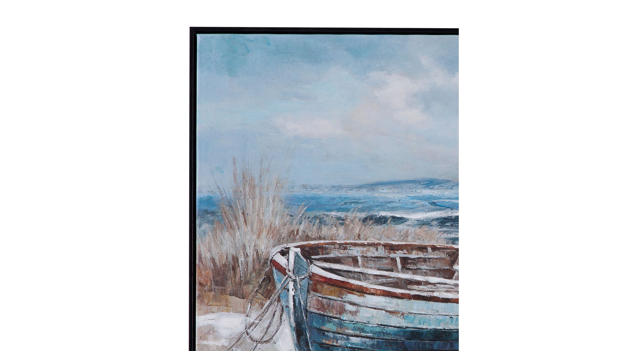 Mo Bay Framed Canvas - Blue / Light Brown