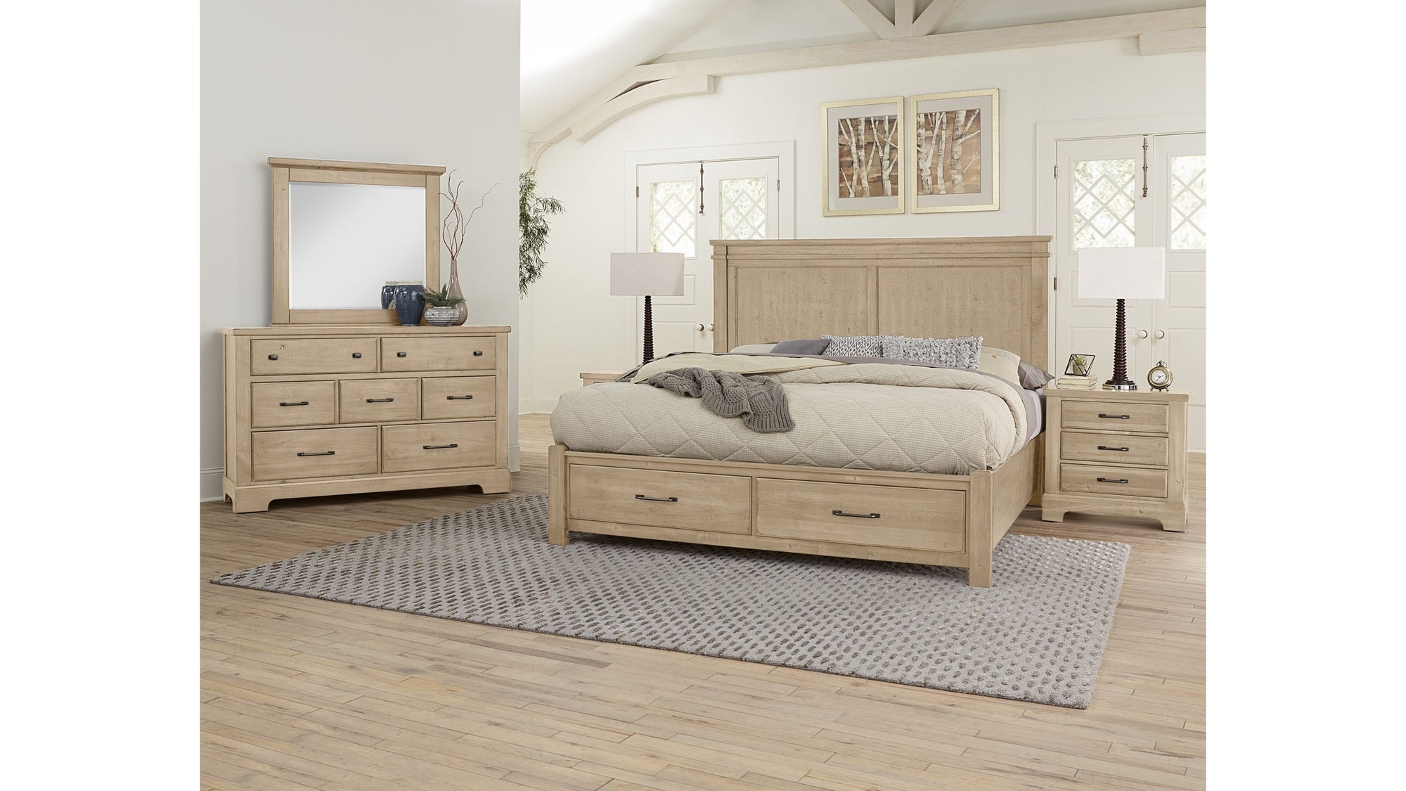 Cool Rustic - Mansion Bed With Footboard Storage - Clear Maple