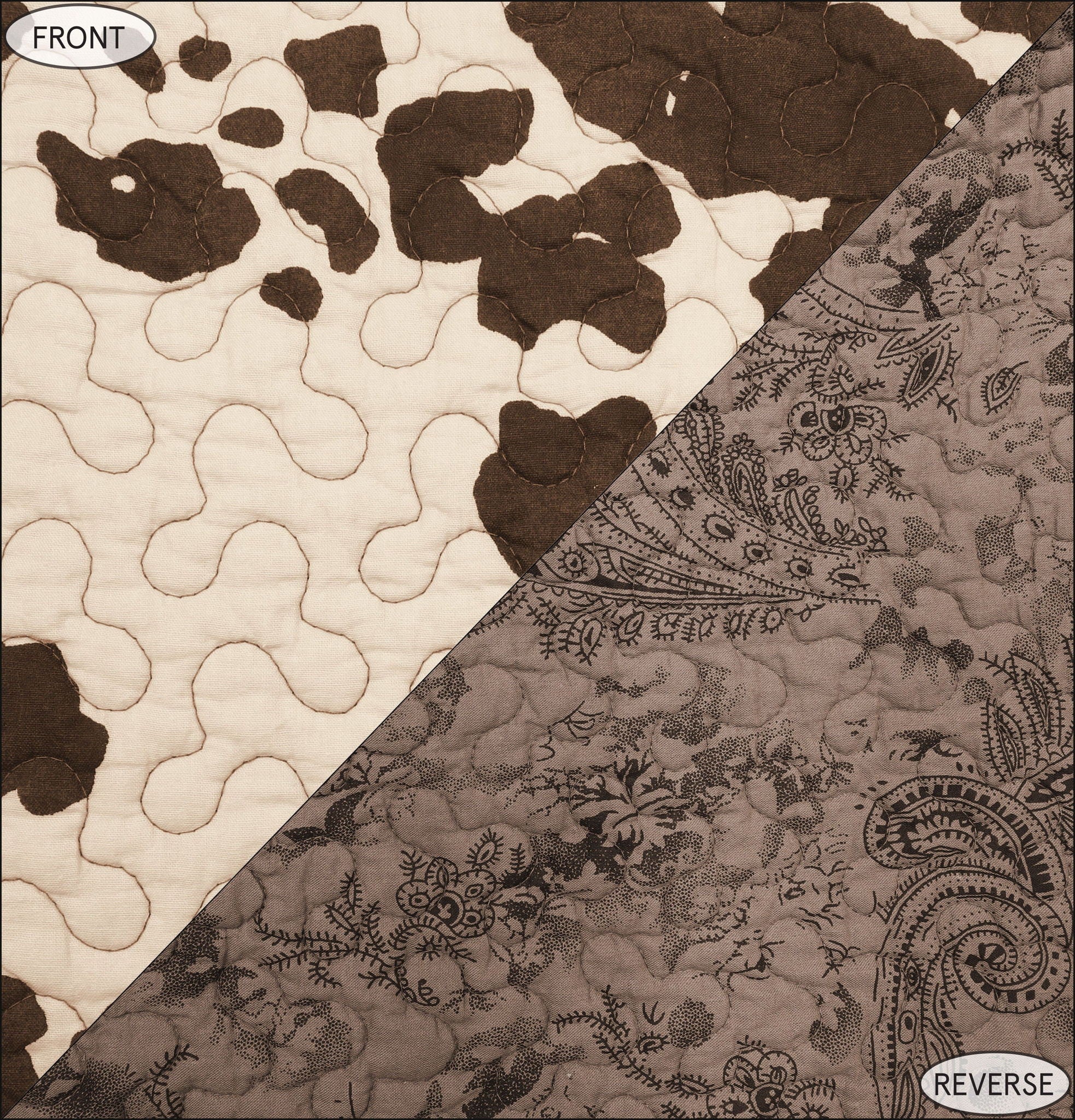 Elsa Cowhide - King Reversible Quilt Set (Set of 3) - Chocolate