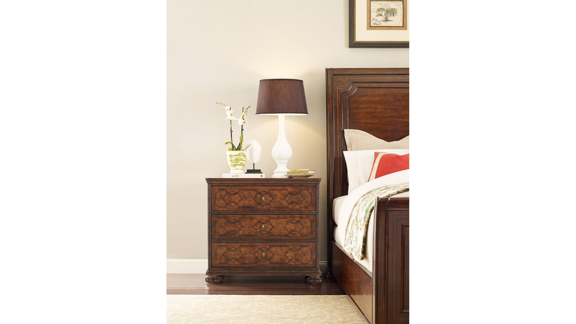 Charleston - Three-Drawer Wood Nightstand - Dark Brown