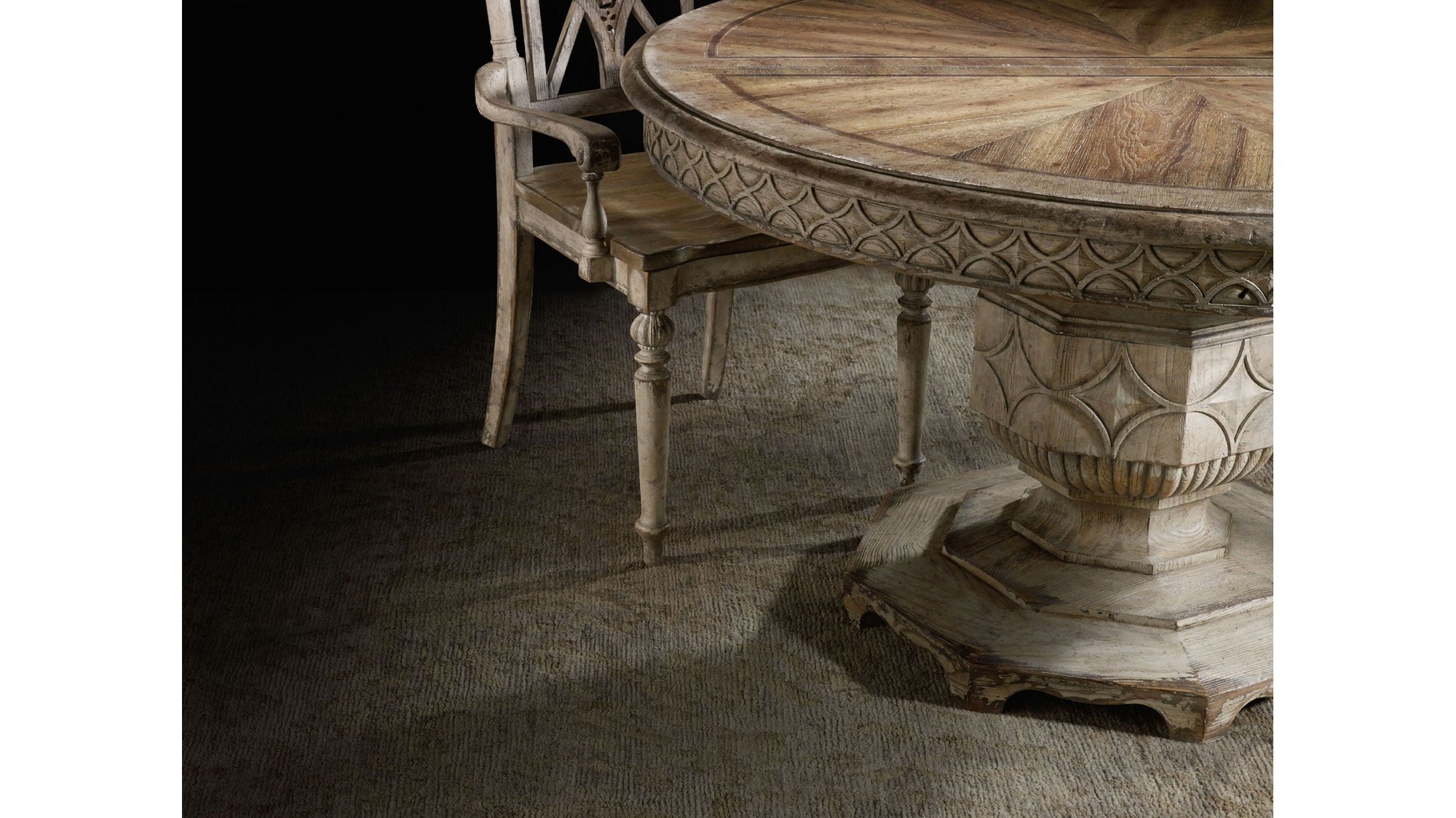 Chatelet - Round Dining Table With One 20" Leaf - Paris Vintage