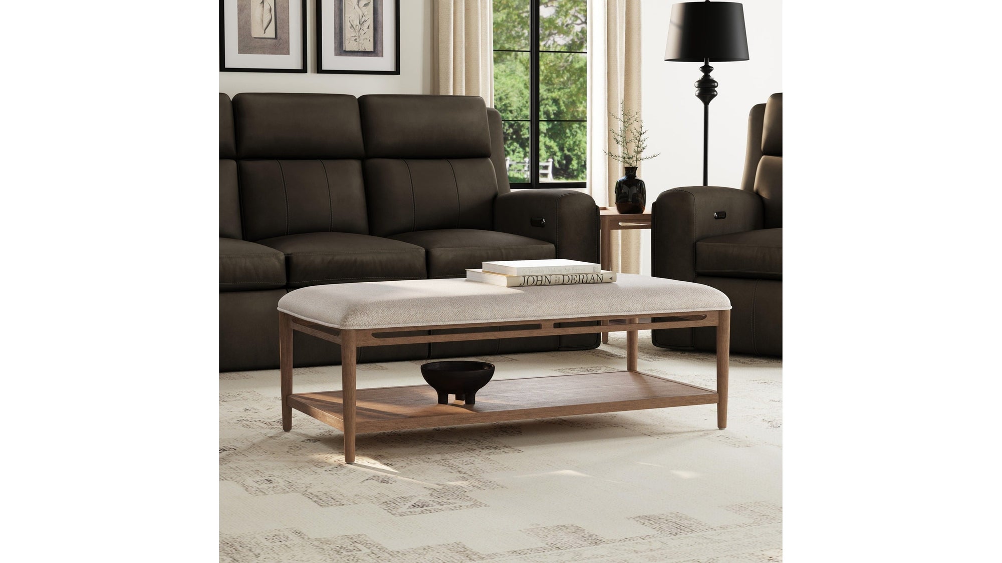 Verona - Rectangular Coffee Table - Beige / Dark Brown