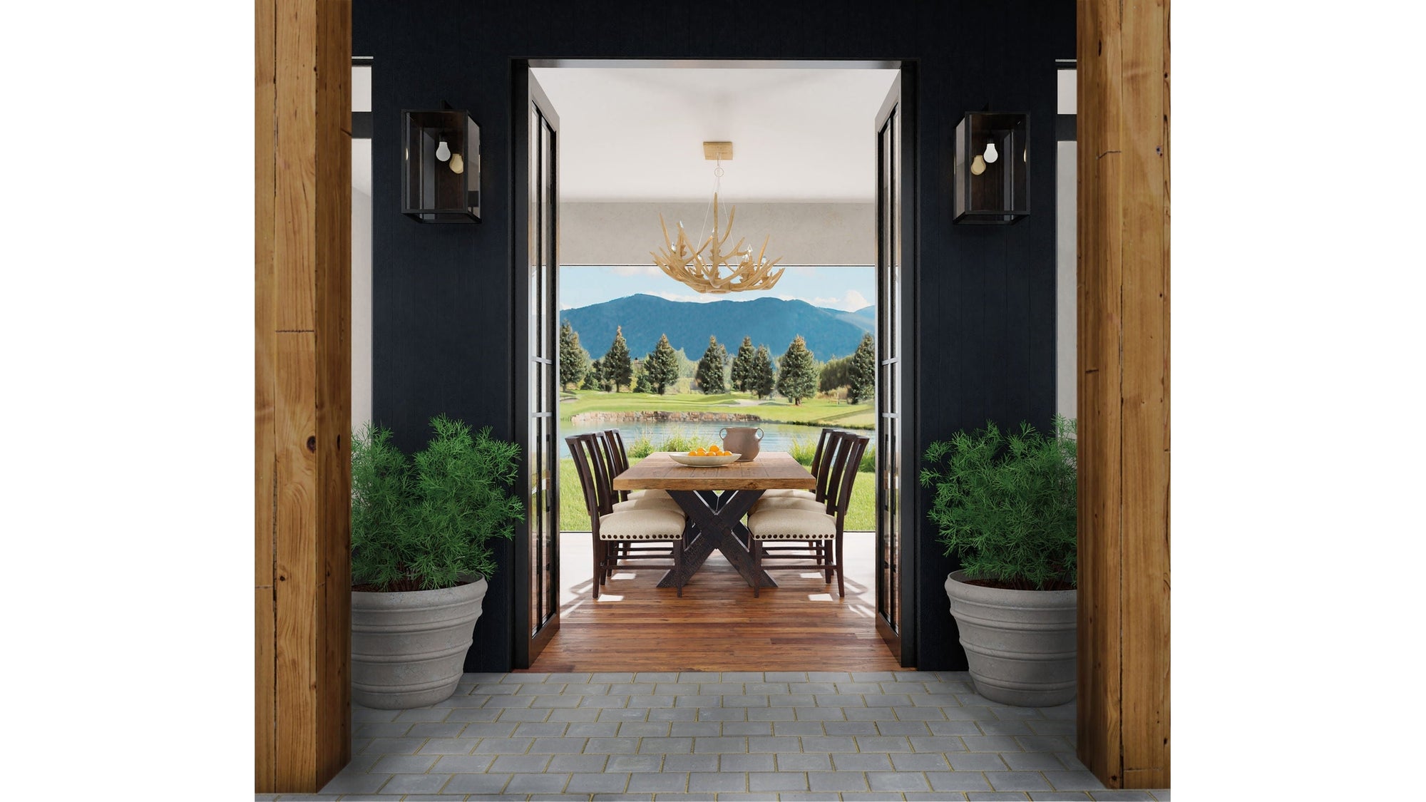 Big Sky - Trestle Dining Table With 2-20" Leaves