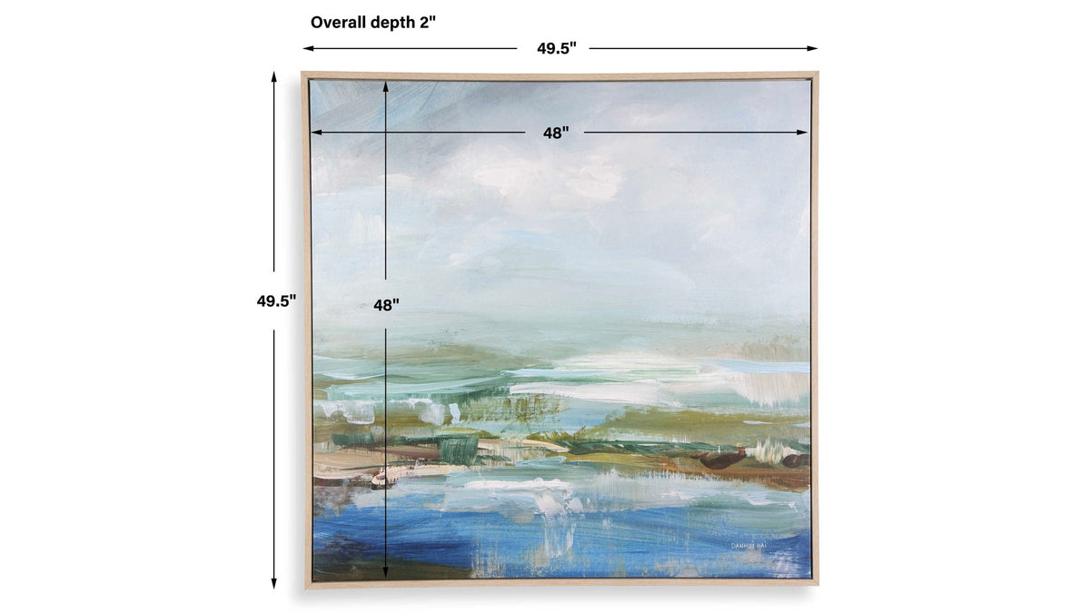 Lush Valley - Framed Canvas - Light Blue