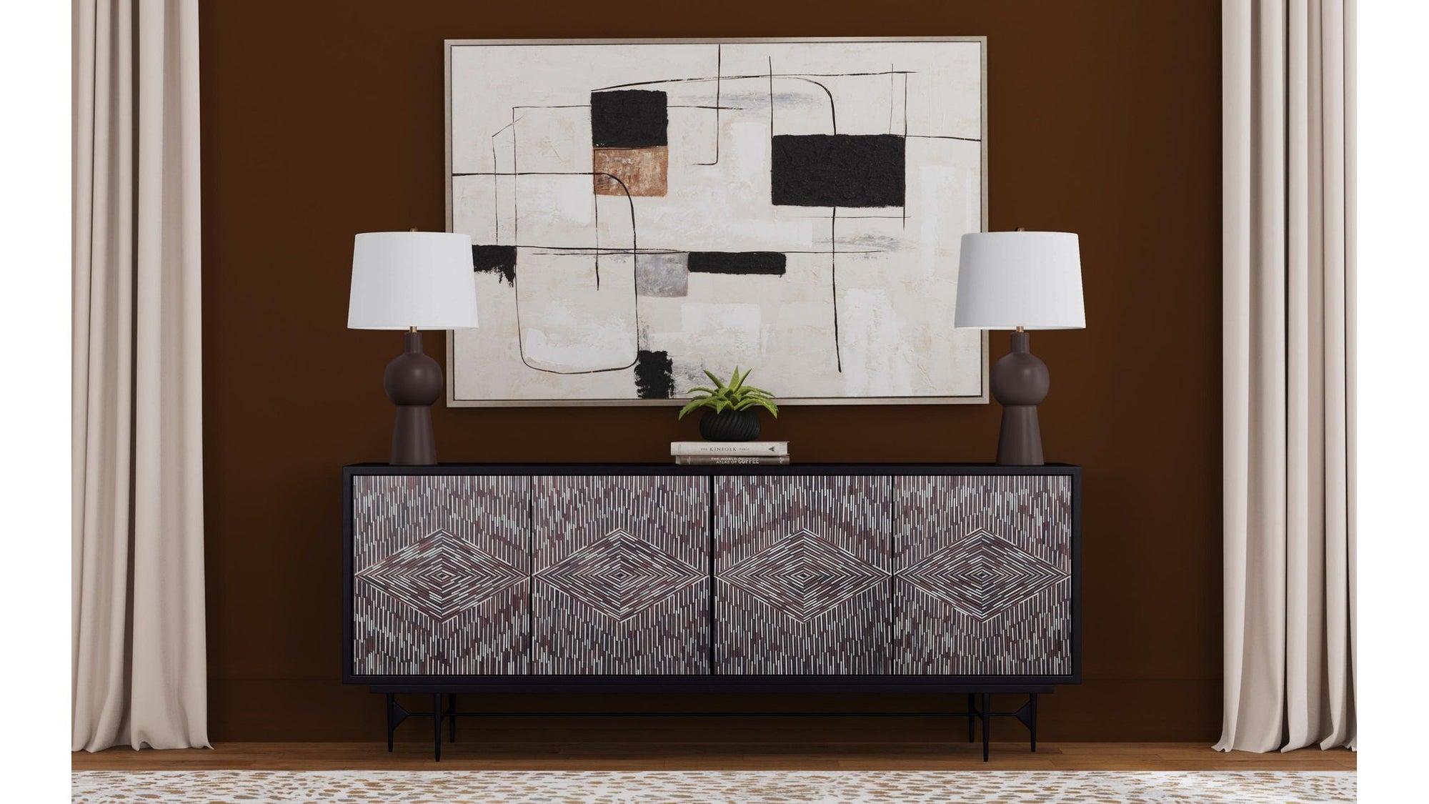 Quartershot Framed Canvas - Beige / Black