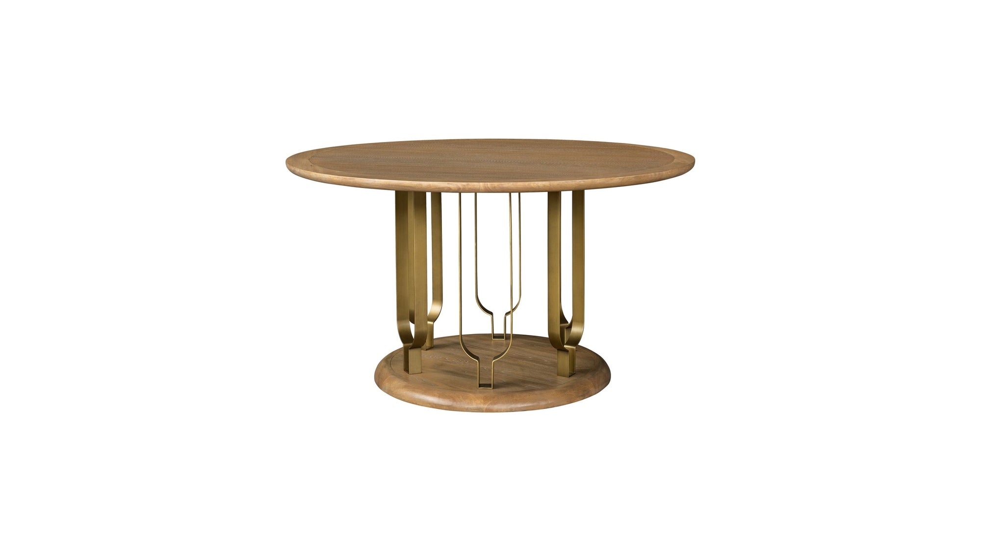 Ryder - Dining Table - Chestnut Elm / Antique Brass