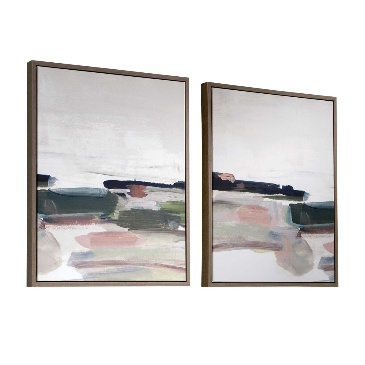 Just - Peaking Framed Abstract Prints (Set of 2) - Black / Gray / Green / Pink / Purple / White