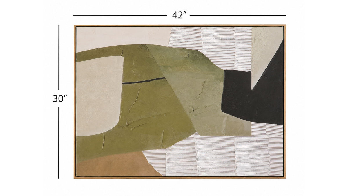 Olive Form Framed Canvas - Cream
