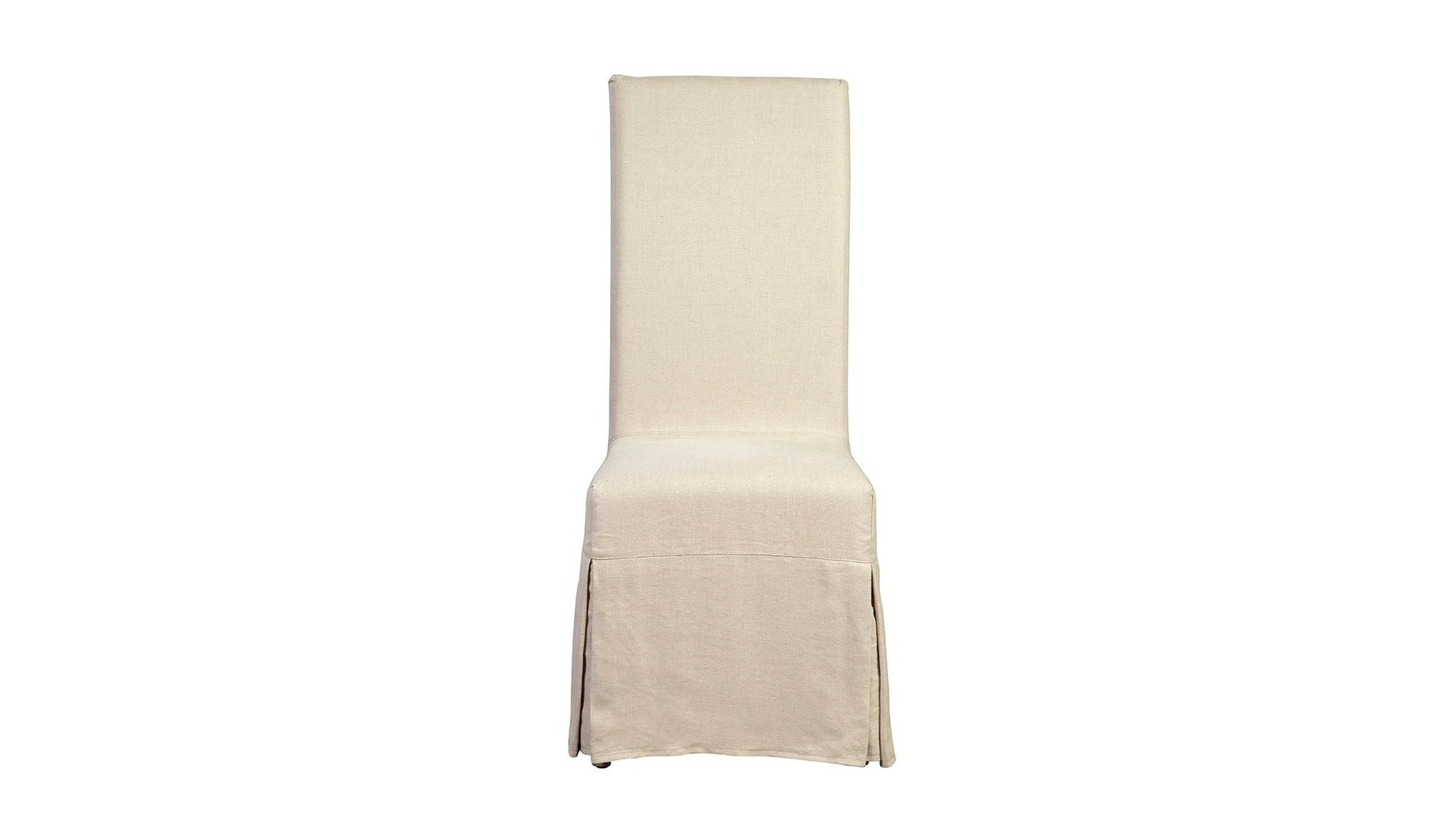 Linen Floor Length Slip Covered Parsons Chair Set of 2 - Beige