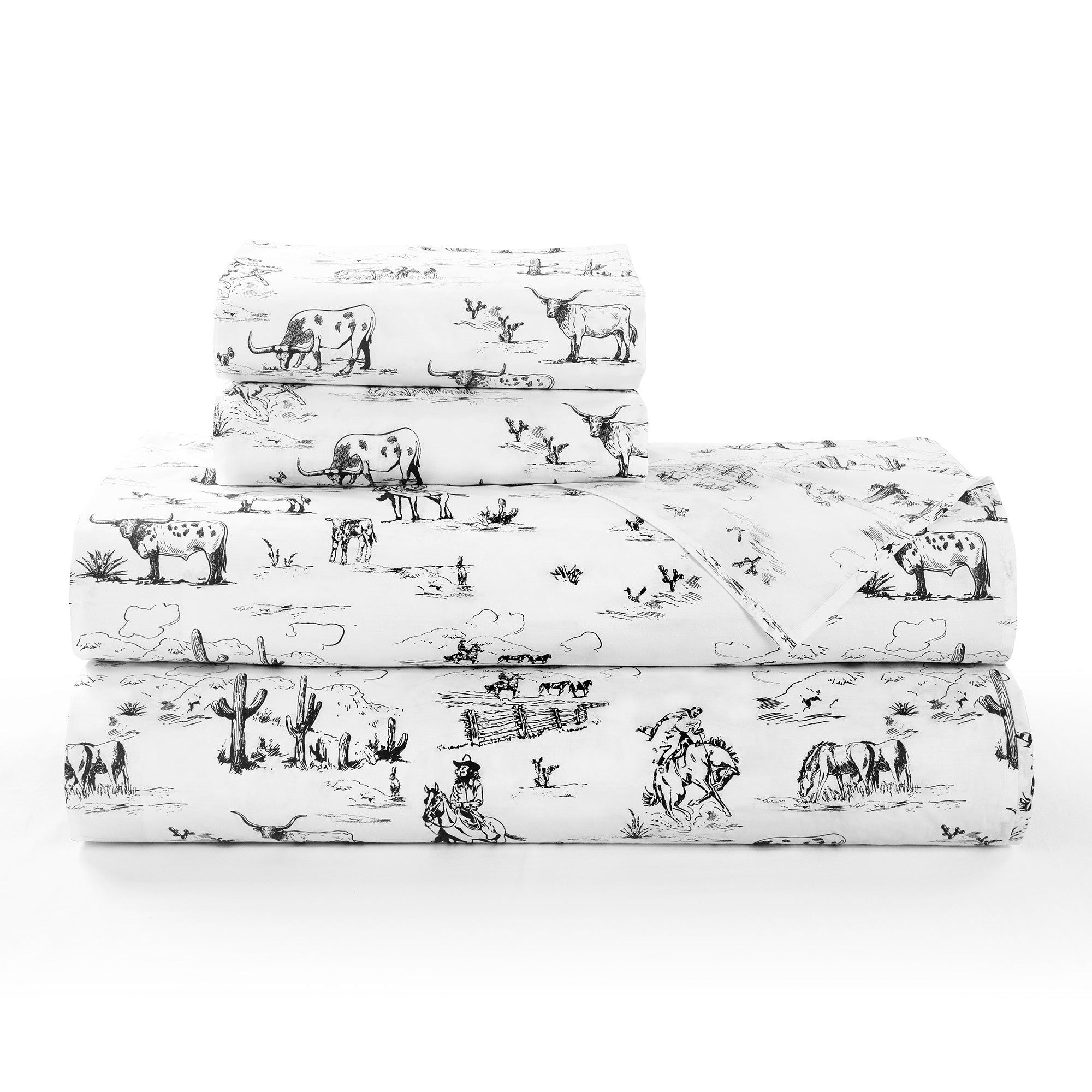 Ranch Life - Full 200TC Cotton Sheet Set (Set of 4) - Black
