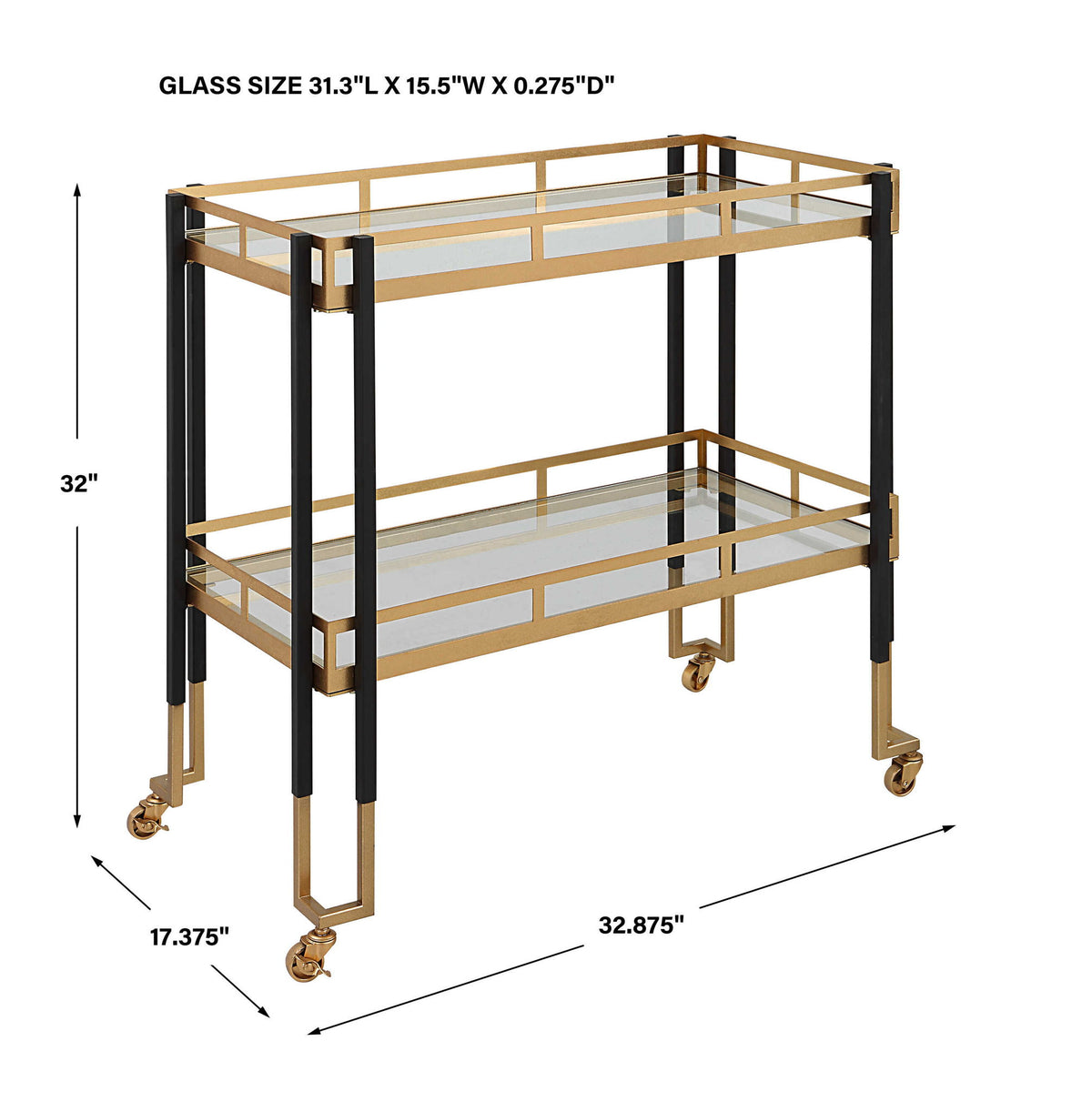 Kentmore - Modern Bar Cart - Gold