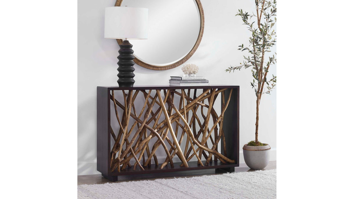 Teak Maze - Console Table - Dark Brown