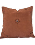 Western Suede Pillow - Western Suede Antique Silver Concho & Studded Pillow - Tobacco