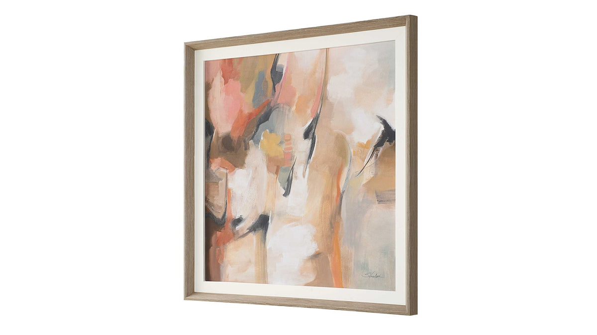 Uphill - Framed Abstract Print - Light Brown