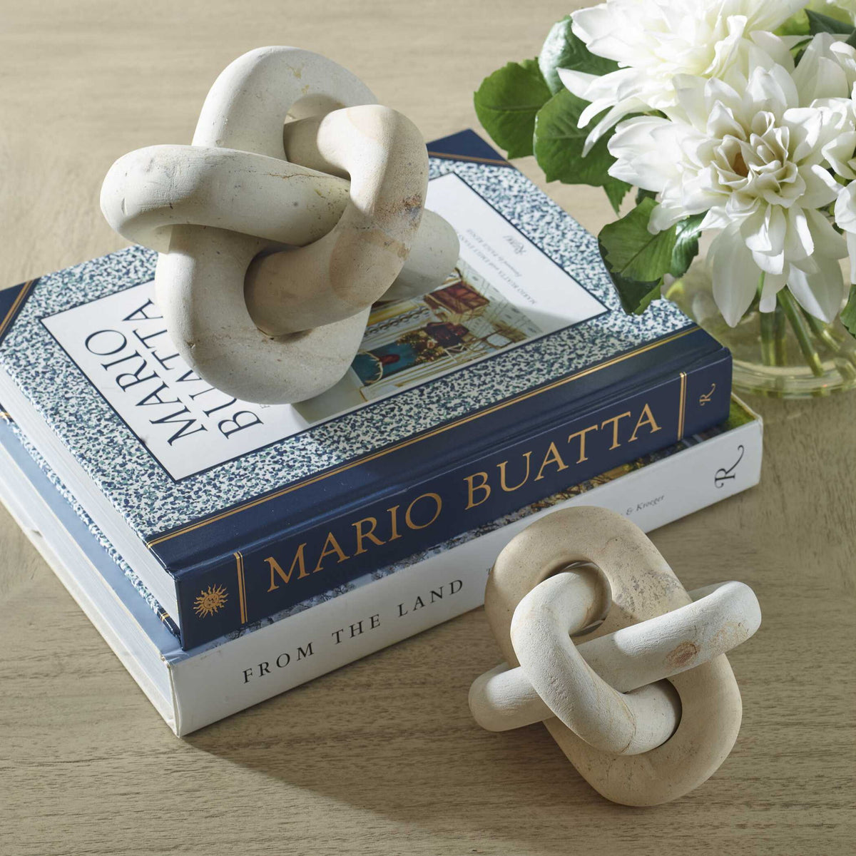 Limestone - Link Sculptures (Set of 2) - Beige