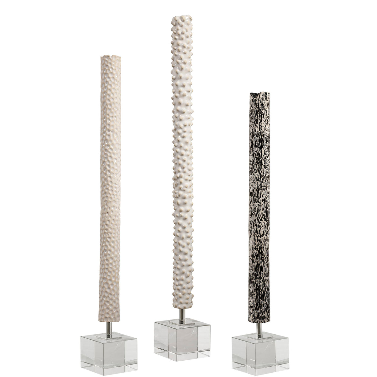 Makira - Cylindrical Sculptures (Set of 3) - Silver