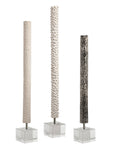 Makira - Cylindrical Sculptures (Set of 3) - Silver
