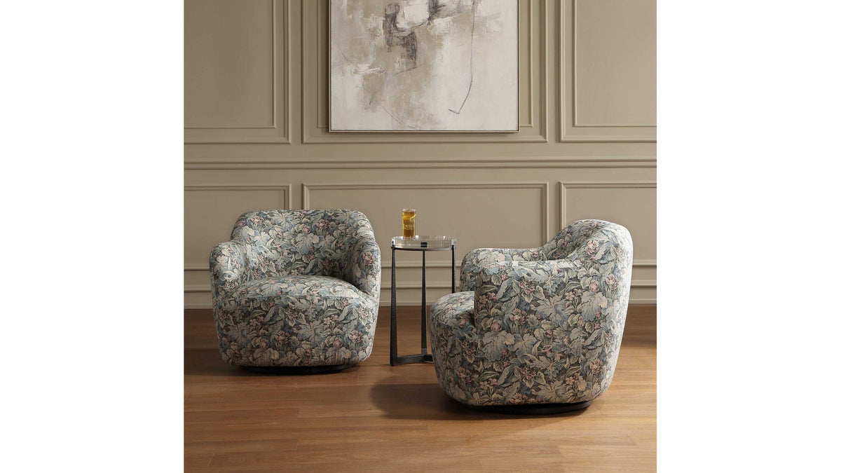 Ansel - Tapestry Swivel Chair - Green