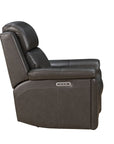 Leon - Power Recliner With Power Headrest, Power Lumbar, Heat And Massage - Smokey Gray