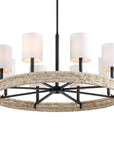 Faiyam - 8 Light Rattan Chandelier - Black
