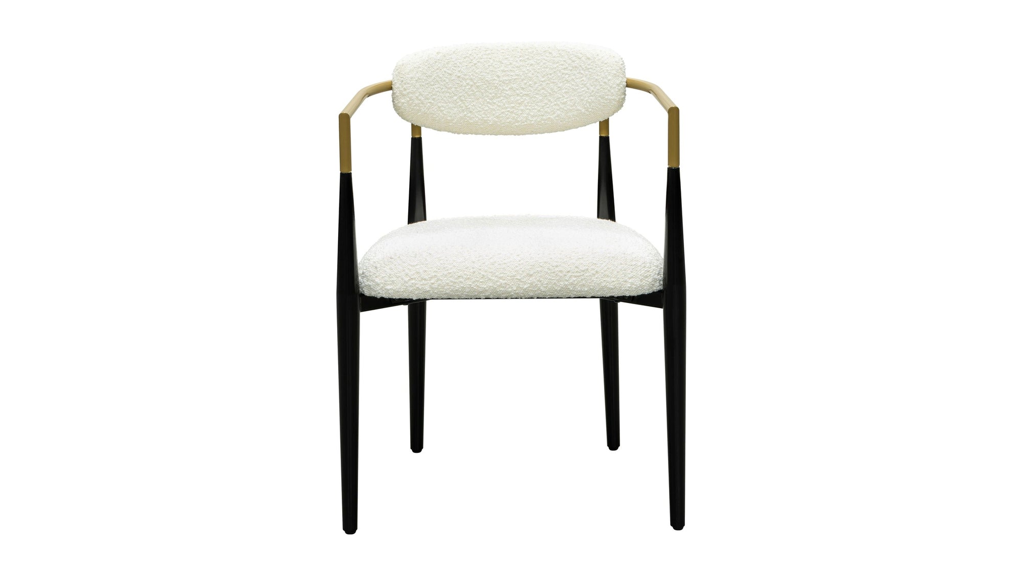 Jenson - White Dining Chair - Semi-Gloss Black /Brushed Gold / Ivory Boucle